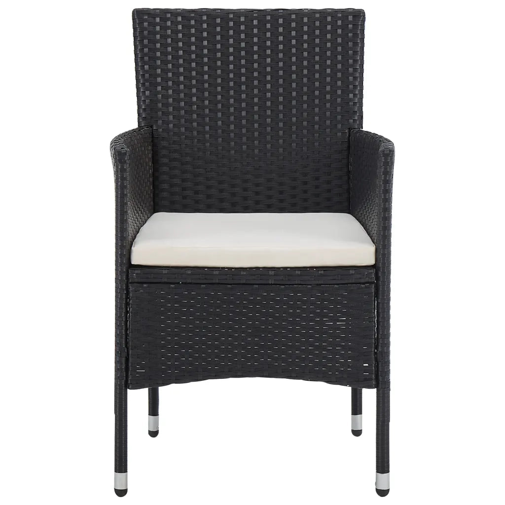 Set Mobili da Pranzo per Giardino 5 pz | Set Salotto da Giardino Nero Polyrattan e Vetro