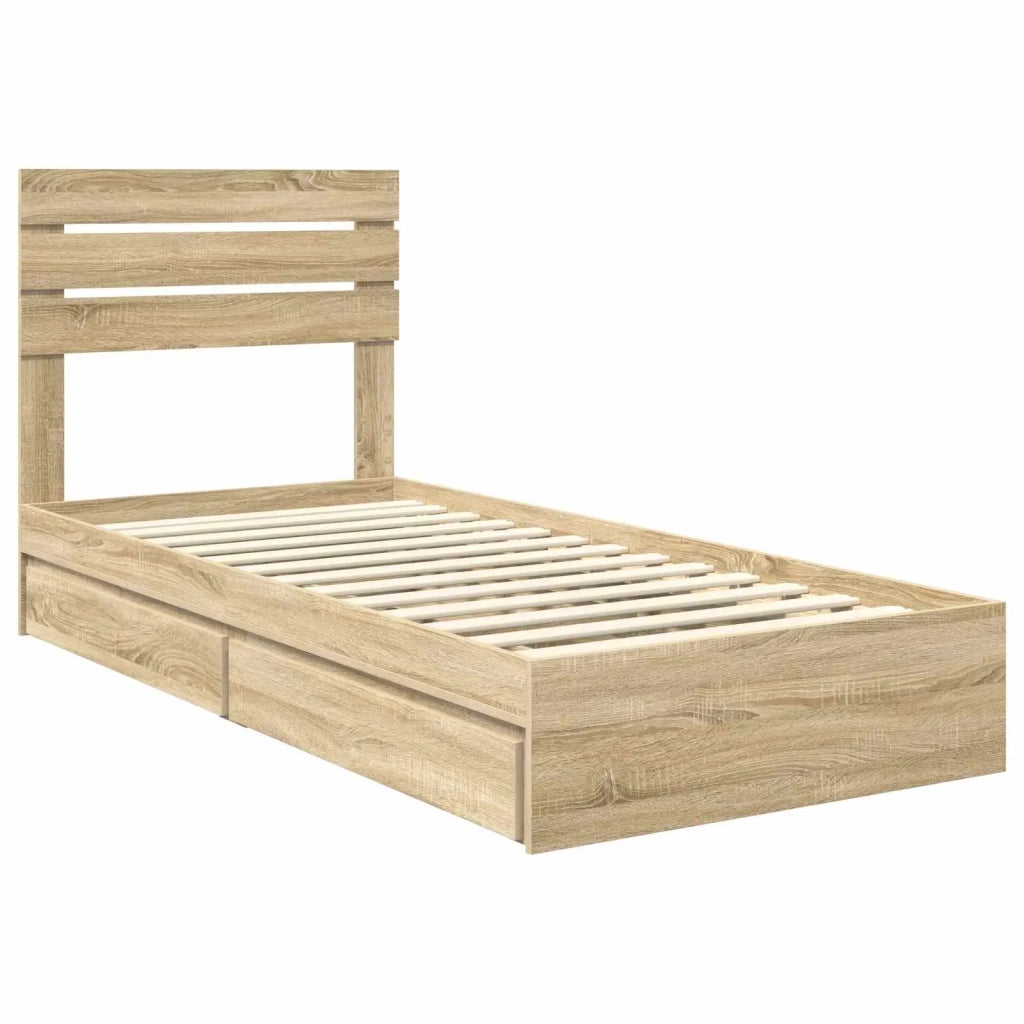Letto con Contenitore con testiera Rovere Sonoma 100 x 200 cm