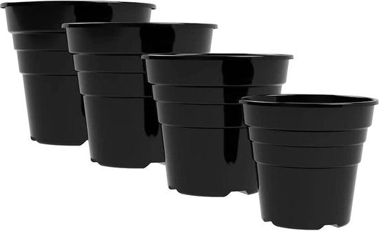 Pacchetto di 10 Vasi per Piante in Plastica Lucido Nero 15cm - Vasi per Interno e Esterno per Decorazione Casa e Giardinaggio - Rondi Resistenti e UV-Resistenti - Prodotti in Regno Unito