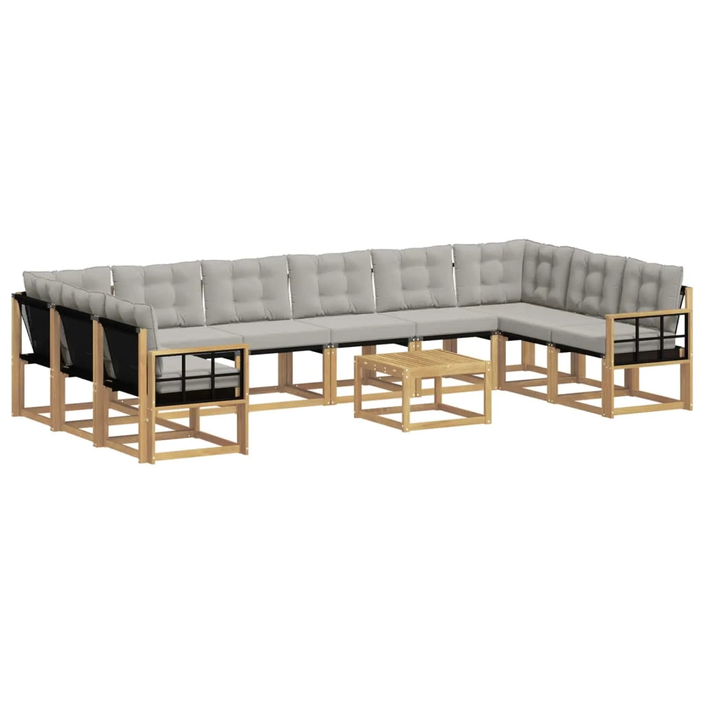 Set di divani da esterno 11 pcs Bianco e Grigio Chiaro