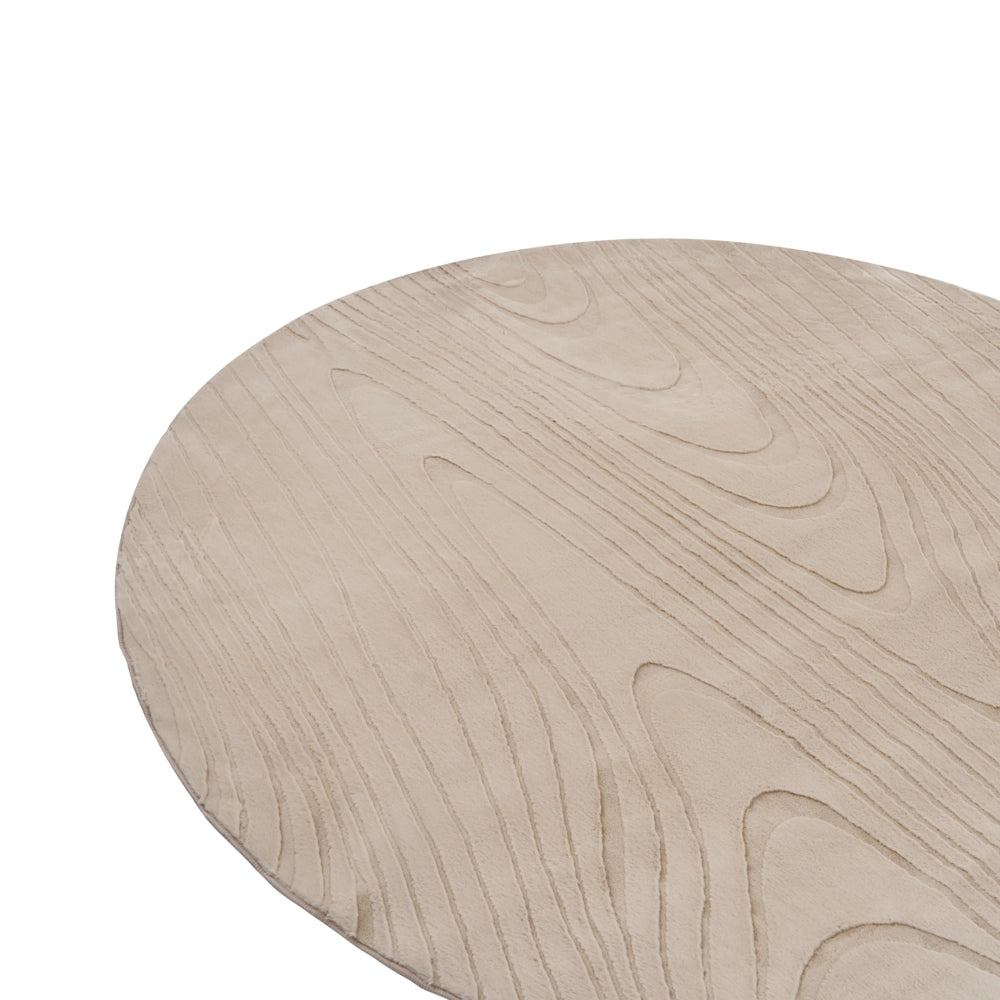 Tappeto in pelliccia sintetica di coniglio beige in poliestere, 160 cm rotondo morbido, a pelo lungo, motivo geometrico