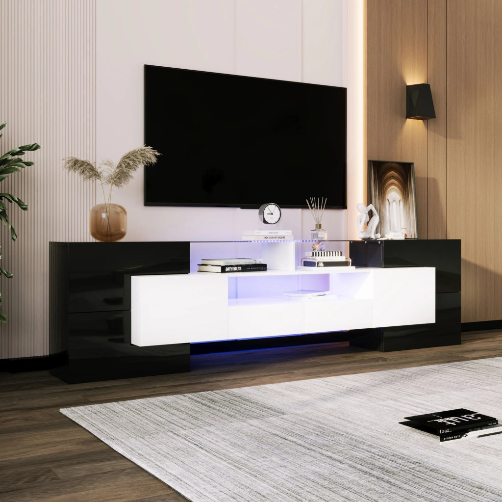 mobile TV 200 x 35 x 60 cm nero e bianco - LED multicolore, contenitore