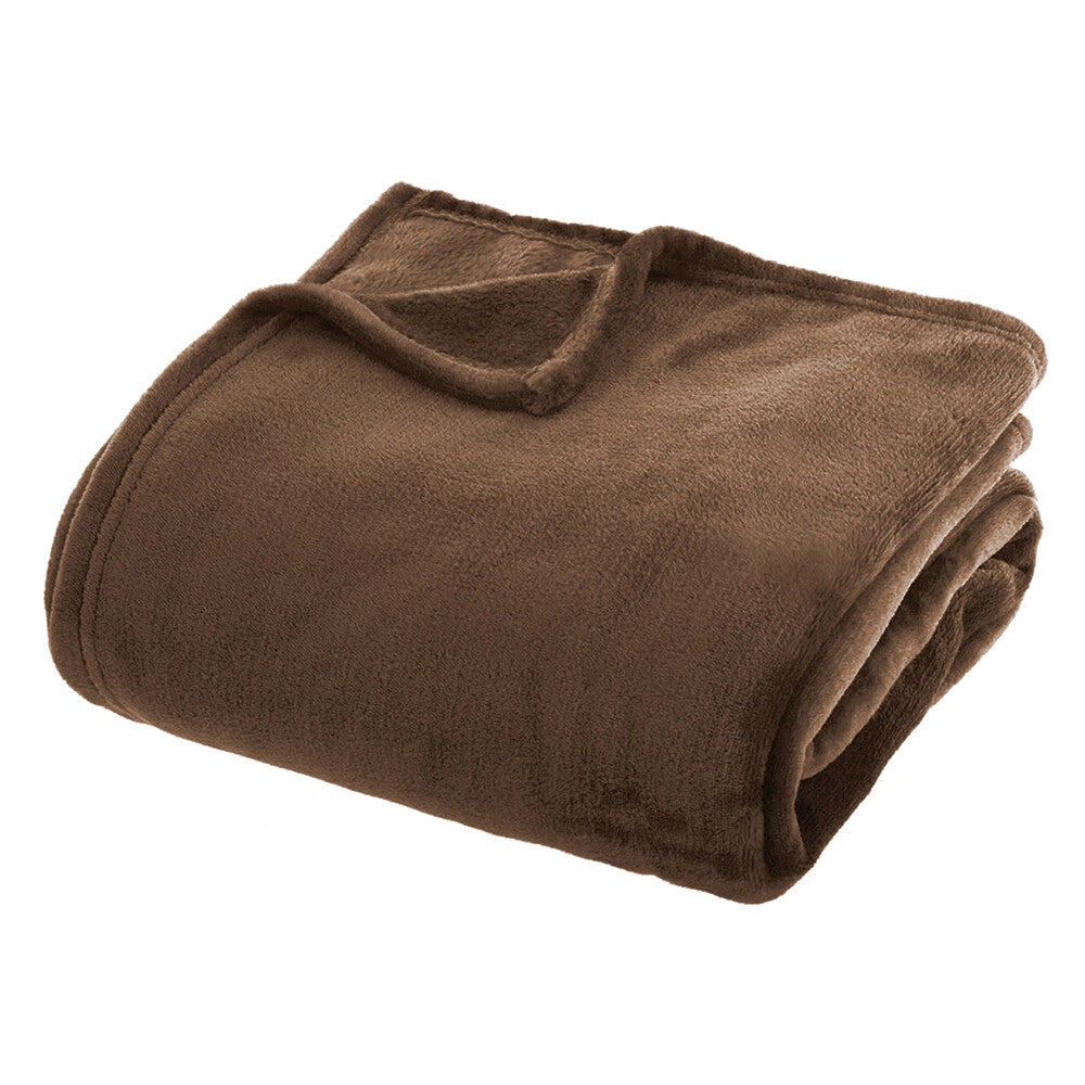 Plaid Morbidissimo Tinta Unita Coperta Soffice Pile Caldo Letto Divano Marrone 130x160 cm