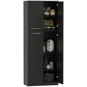 Mobile Contenitore Minimal con 2 Armadietti e Mensole Regolabili, in Legno Nero, 59x31x155 cm
