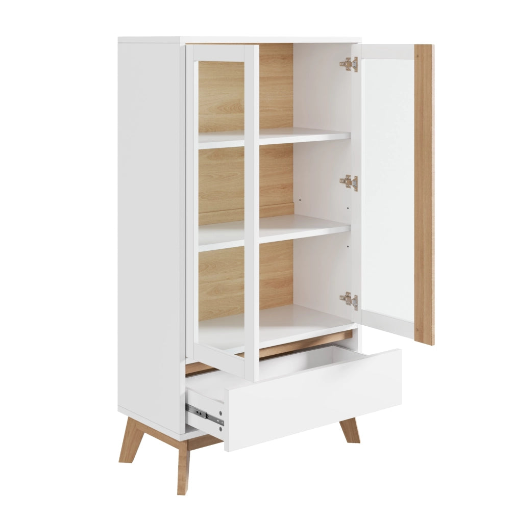 Mobile da Cucina con Ripiani Regolabili, Bianco e Effetto Legno, 80x40x150 cm