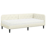 Letto singolo | Letto per adulti | Cornice del letto ad angolo Crema 90 x 190 cm Velluto