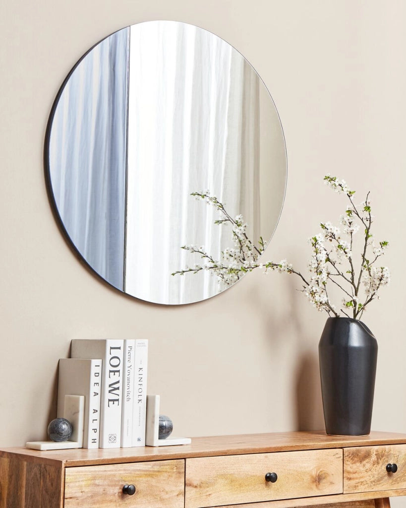 Specchio da parete blu 79 x 79 cm di forma rotonda con ganci Decorazione da parete in stile moderno