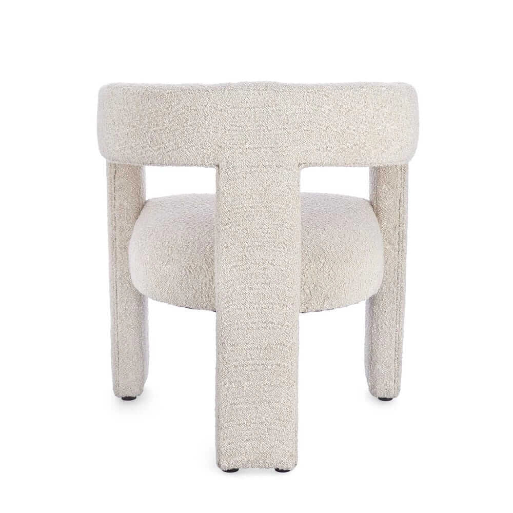 Sedia con Braccioli Imbottita in Tessuto Bouclé Avorio - ISABELLA