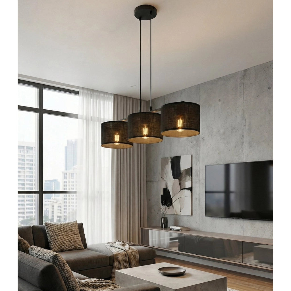 Lampada a sospensione Eco in acciaio nero