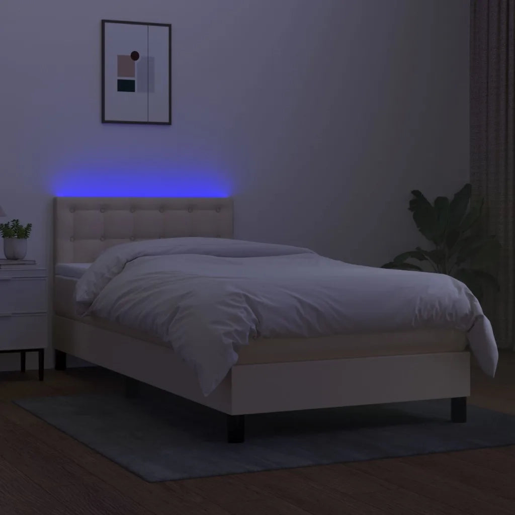 Letto a Molle con Materasso e LED Crema 80x200 cm in Tessuto cod mxl 58863