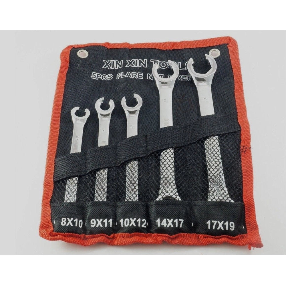 Trade Shop - Set 5 Chiavi Esagonali Aperte Raccordi Tubi Freni 8x10 9x11 10x12 14x17 17x19 -
