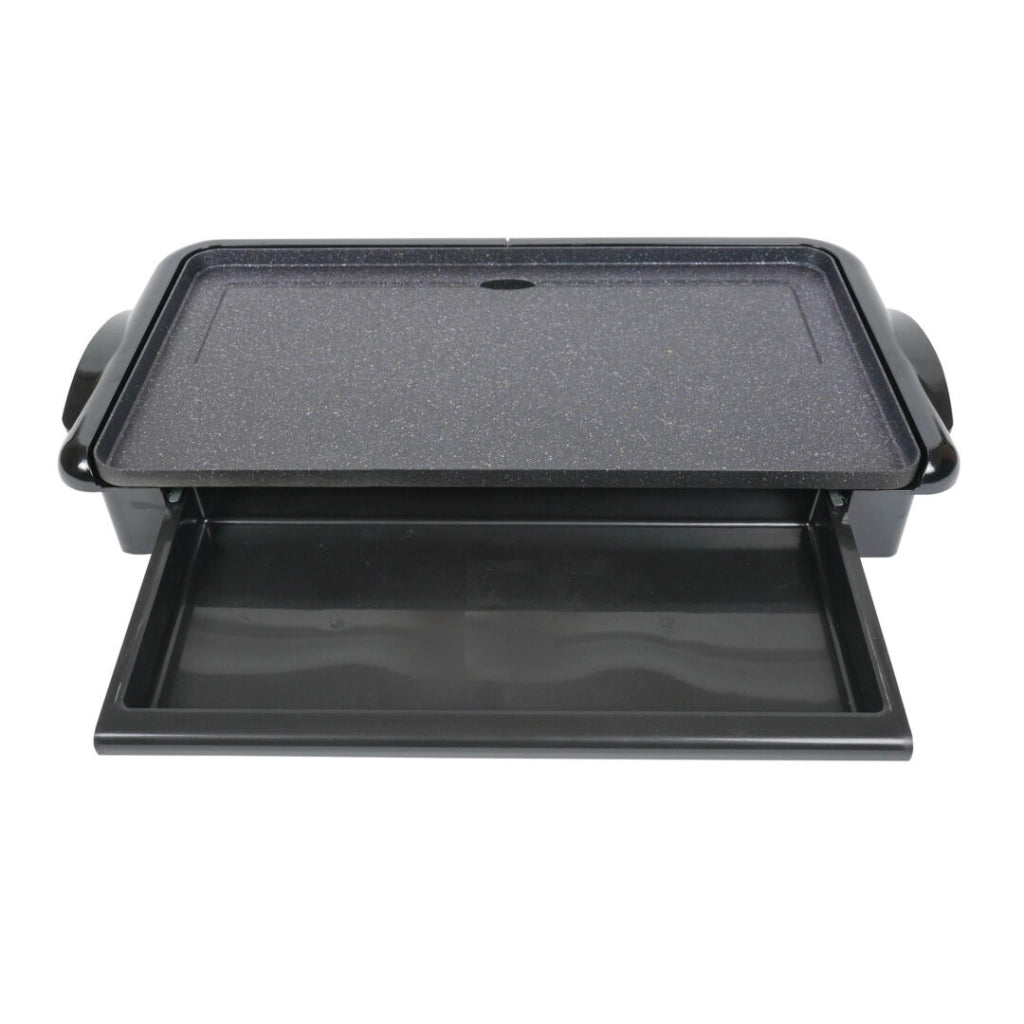 Piastra elettrica teppanyaki rivestimento pietra antiaderente, zona cottura 46x26cm, termostato regolabile 2000W - SOGO
