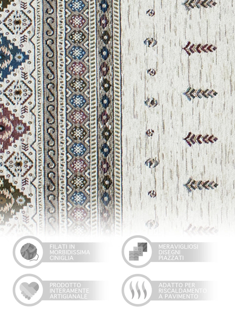 Tappeto Arredo Moderno Morbido in Ciniglia Ingresso Antiscivolo Prodotto Italiano  Soggiorno Camera Salotto Disegni Piazzati Cotone Varie Misure Grande Loom/Fango - 80x150 cm