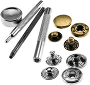 Set di viti a pressione 30 pezzi - viti a pressione con set di punte - attrezzi di fissaggio - antico ottone/argento - diametro 12mm - facile da installare - viti a pressione a scatto