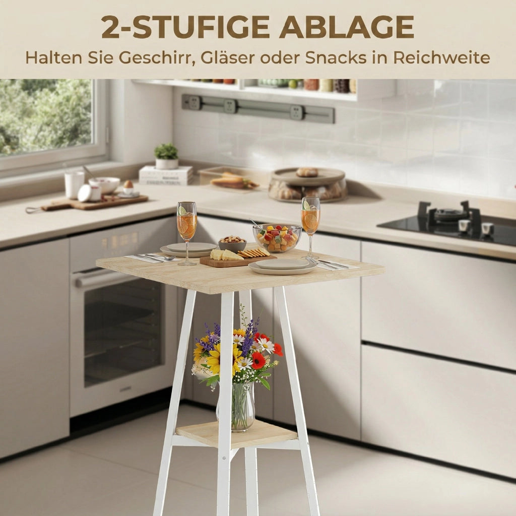 Tavolo da bar quadrato per 2 persone con ripiano ¨C zephmum ¨C 55x55x95 cm