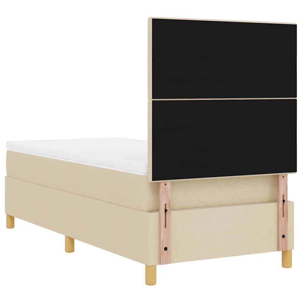 Letto a Sorgente LED con materasso Crema 90 x 190 cm Tessuto 3343066