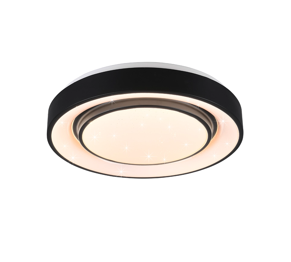 Plafoniera LED effetto cielo stellato, bordo nero, D 38 cm, Mona