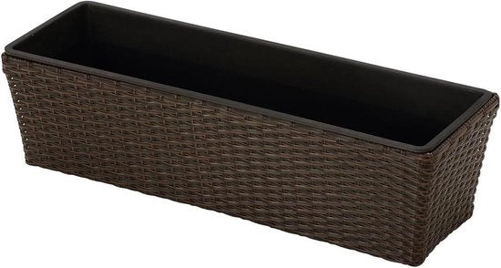 Bacchetta per piante in polietilene - 49 x 16 x 14 cm - contenitore per piante in polirotan marrone