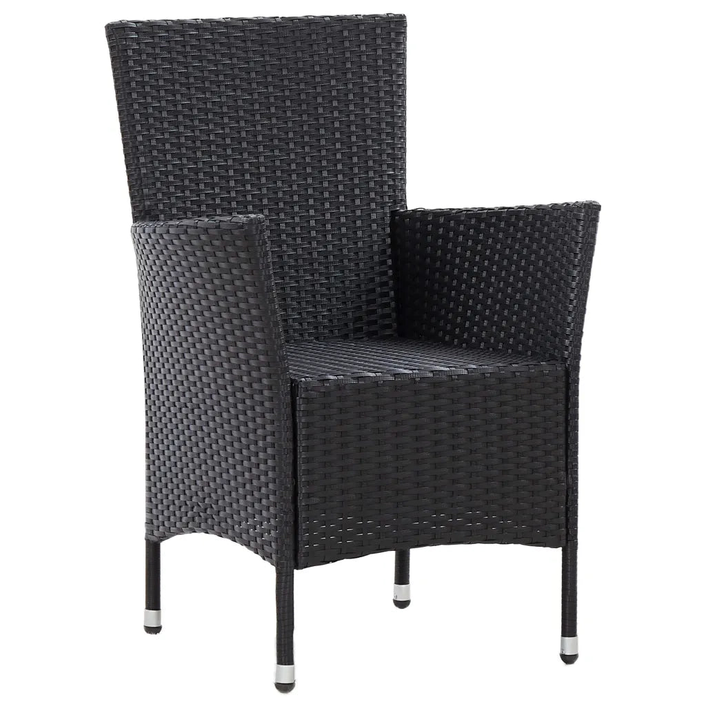 Set da Pranzo da Giardino 5 pz con Cuscini in Polyrattan Nero 46025