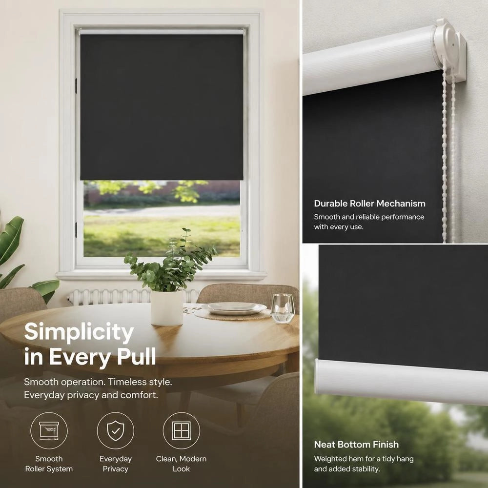 Blackout Roller Blind 80 X 175 Cm Black