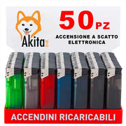 Akitaink 50 Accendini Elettronici Ricaricabili Box