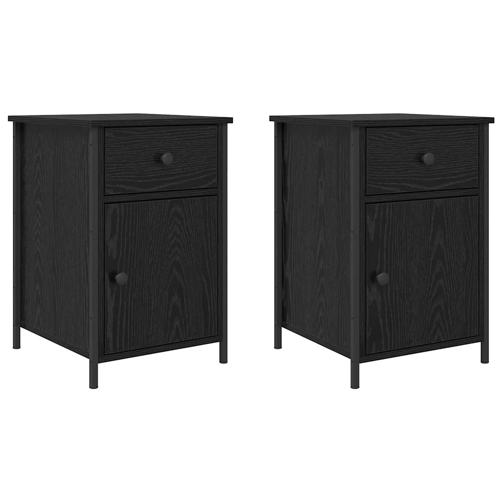 Armadio da Notte con cassetto 2 pcs Rovere Nero 40 x 42 x 60 cm 875785