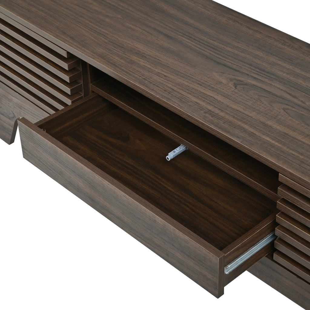 Mobile TV 150x35x44 cm con ante a lamelle in MDF noce