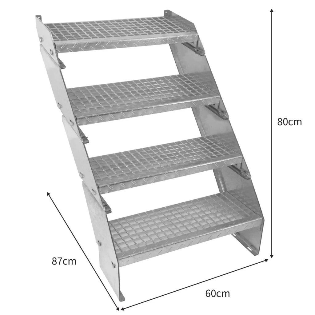 Scala metallica a 4 elementi ad altezza regolabile in acciaio zincato 60 cm / 600 mm
