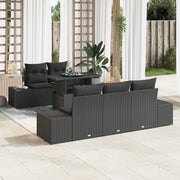 Set Divano da Giardino con cuscino con archiviazione 6 pcs Nero