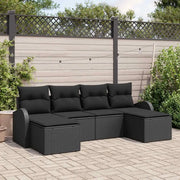 Set Divano da Giardino 6 pcs Nero Rattan in Polipropilene