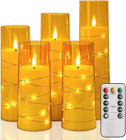 Set di candele led a batterie con timer e telecomando - fiamma lampeggiante - candela decorativa - cavo di alimentazione - set di 5 - candele stomp a led - altezza 6 cm