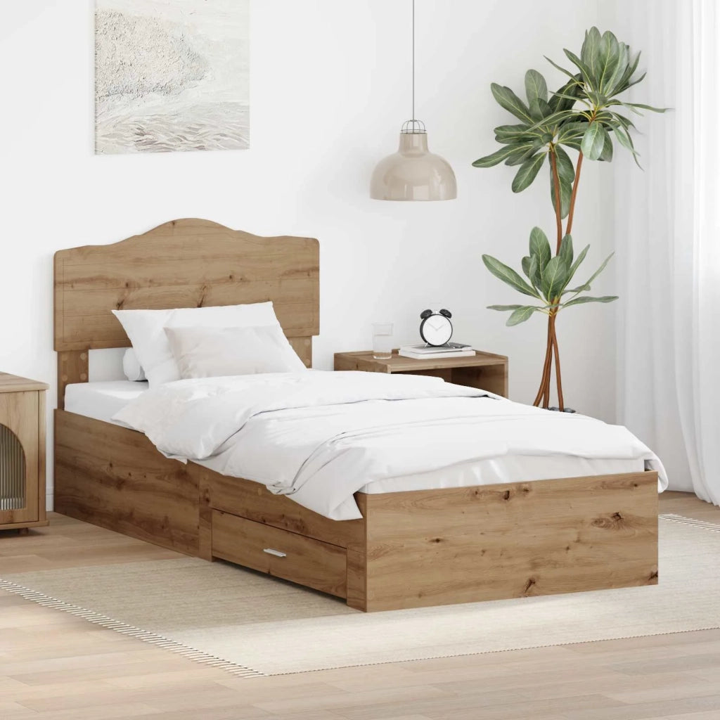 Struttura del letto con testiera Rovere artigianale 90 x 200 cm 3413246