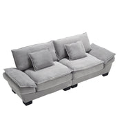 Divano 2 Posti con Seduta Extra Profonda e Braccioli Imbottiti in Velluto Grigio Chiaro 224 × 81 × 81 cm