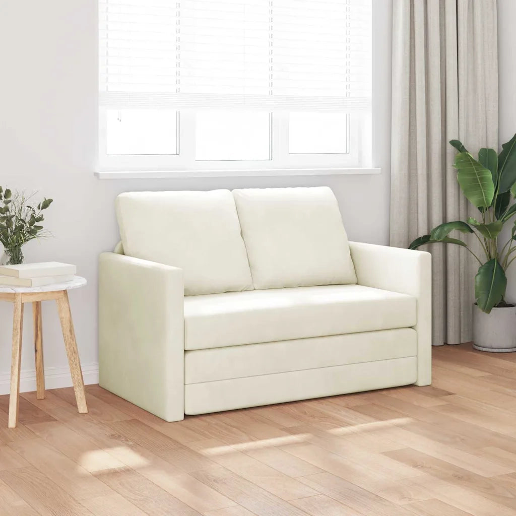Divano letto Crema 204 x 122 x 60 cm Velluto 42007952