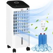 Ventilatore Umidificatore 3 in 1 su Ruote con Telecomando, 3 Modalità, 3 Velocità, Timer, Bianco