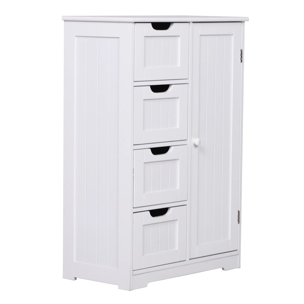 Mobile da Bagno con Cassetti ¨C Xylo ¨C 4 Cassetti Salvaspazio MDF Bianco 56x30x83cm