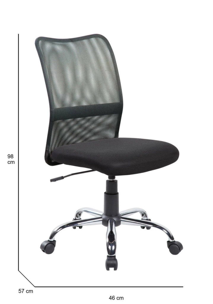 Sedia da ufficio Maysak, Sedia operativa a rete, Seduta ergonomica da ufficio, 57x46h90/100 cm, Nero