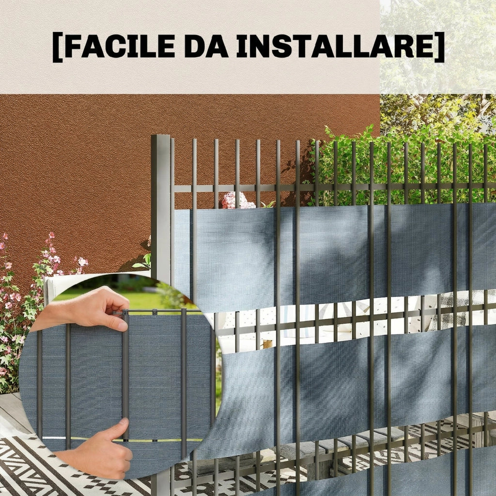 Set 4 Pezzi Frangivista da Giardino 3500x19 cm Anti UV Impermeabile con Fermagli in PP Grigio