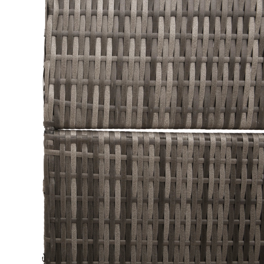 Divisore per Stanze 3 Pannelli Pieghevoli Grigio 147x180 cm Poly Rattan