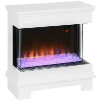 Caminetto Elettrico a 10 Colori con Spegnimento Automatico e Timer da 12h, 61x28x66.5 cm, Bianco