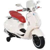 Moto Elettrica per Bambini con Licenza Ufficiale Vespa, 2 Rotelle, Luci e Suoni, 108x49x75 cm, Bianca