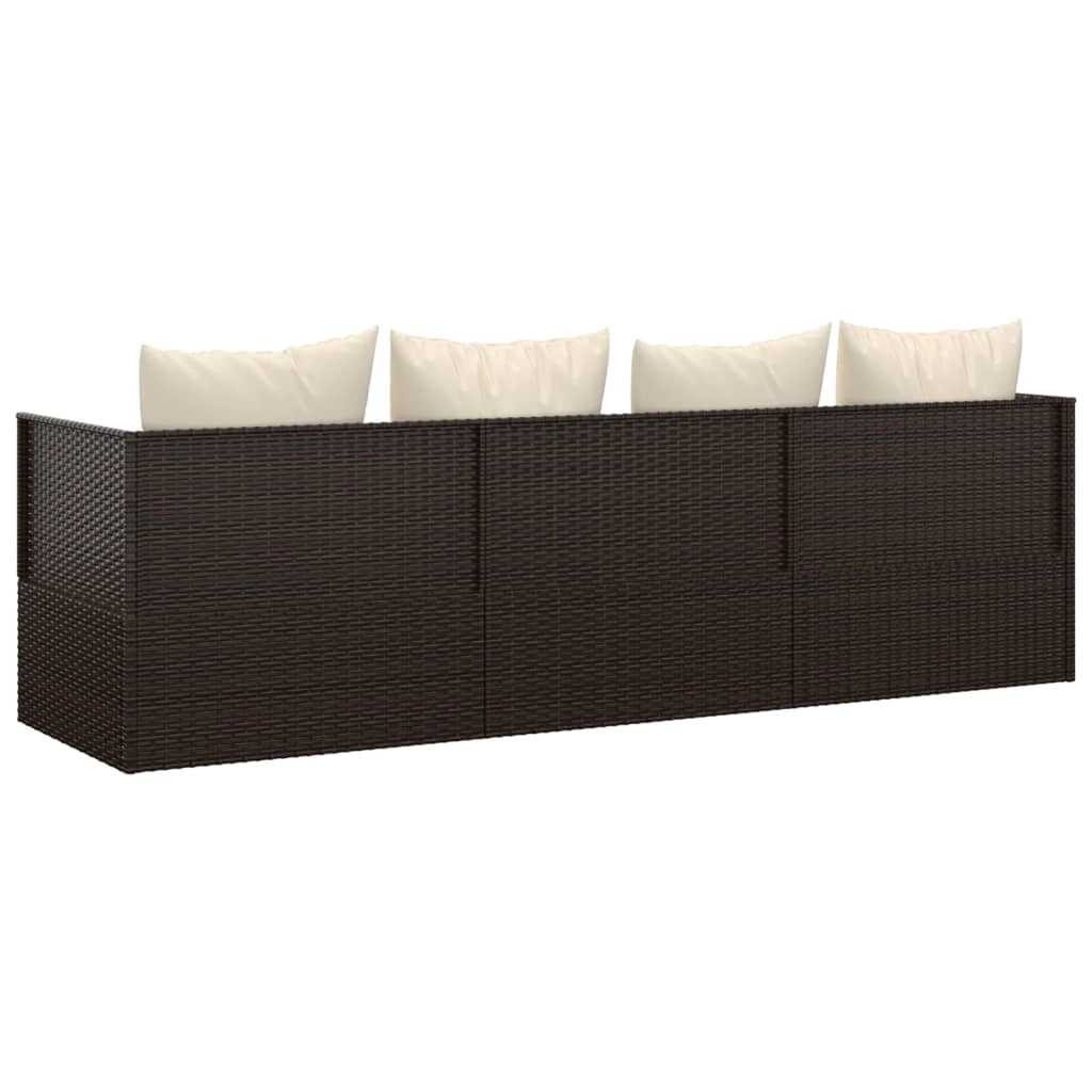 Divano da esterno 203 x 58 x 56 cm con cuscini marroni resina intrecciata 02_0012017
