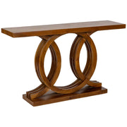 Tavolino da ingresso artigianale in legno marrone 140x35x81h cm