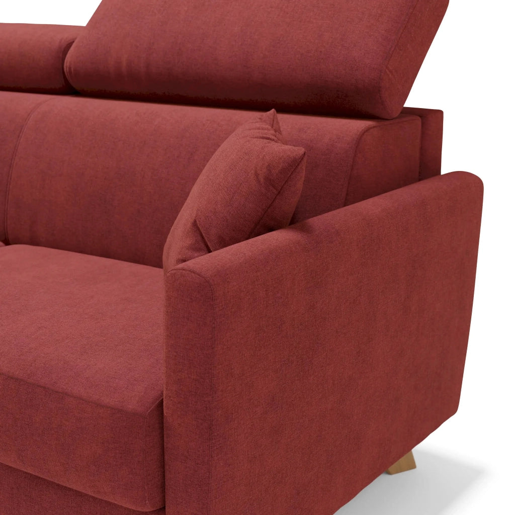 Francy Divano letto matrimoniale con poggiatesta regolabili in tessuto impermeabile e smacchiabile T17 160 cm (mat. 120x197) rosso