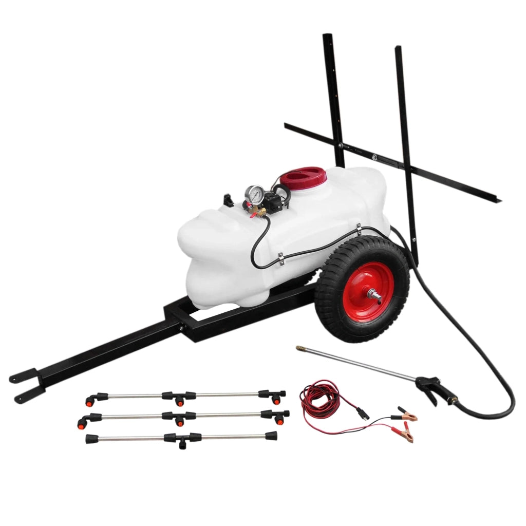 Polverizzatore per Moto Quad ATV con Rimorchio Carrello con Asta 6 Ugelli e Lancia a Mano Irroratore Spruzzatore per Fertilizzanti - 100 Litri