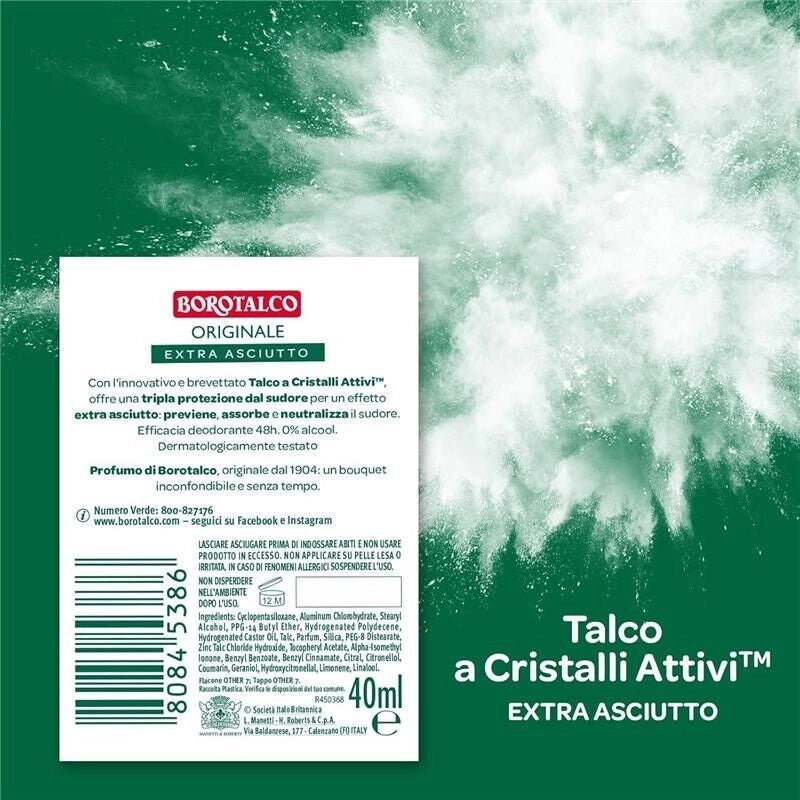 BOROTALCO DEODORANTE STICK ORIGINALE NO ALCOOL E SALI DI ALLUMINIO TRIPLA PROTEZIONE ASCIUTTA PROFUMO DI BOROTALCO 40 ML