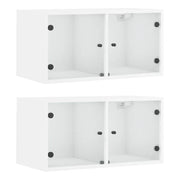 Armadietto a Muro | Mobili a Muro con Ante in Vetro 2 pz Bianco 68,5x37x35 cm
