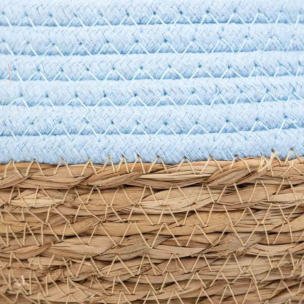 Cesto in fibra naturale e cotone blu d18x13/16,5h