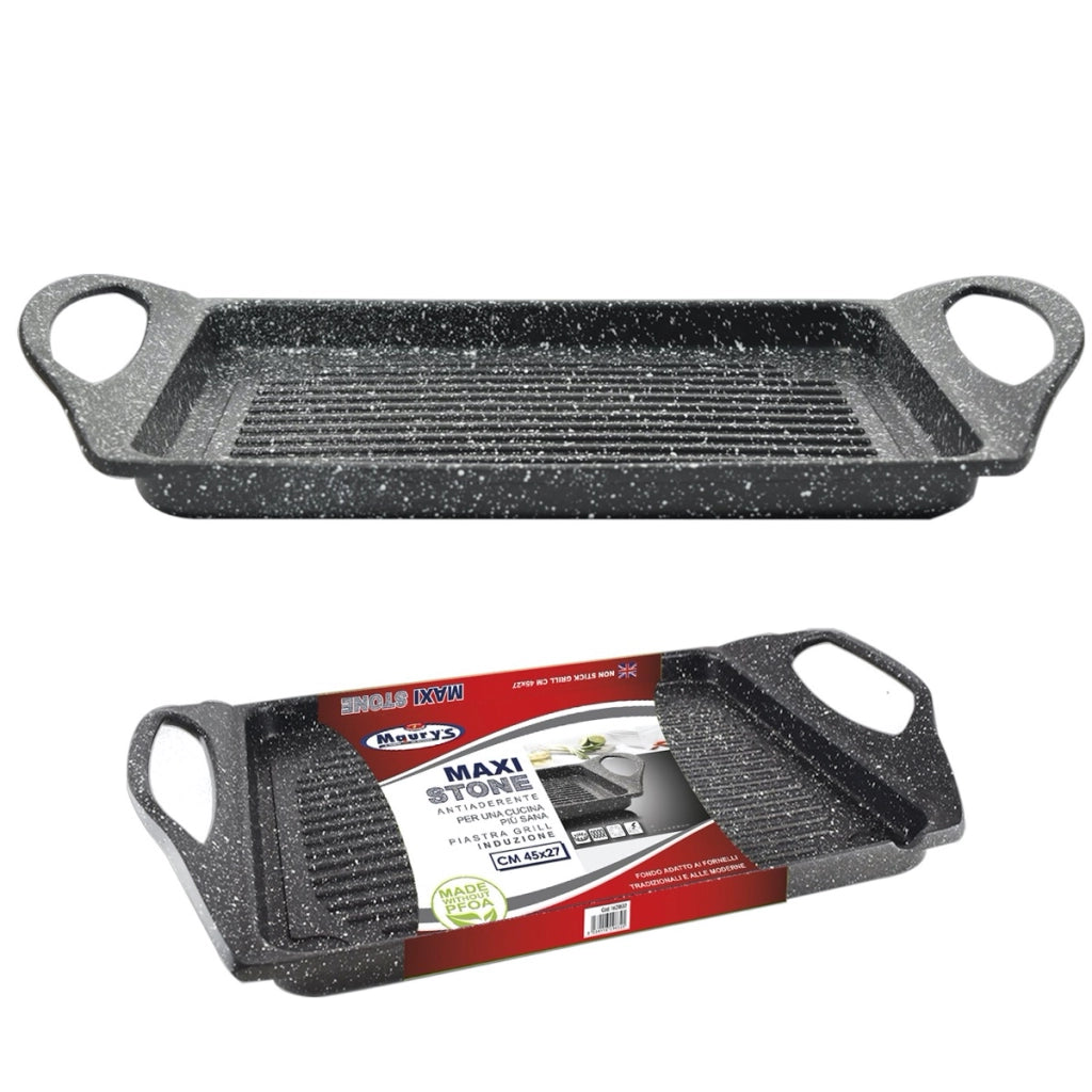 MAURY'S MAXI STONE PIASTRA GRILL 45 X 27CM  PER FONDO A INDUZIONE INDUZIONE