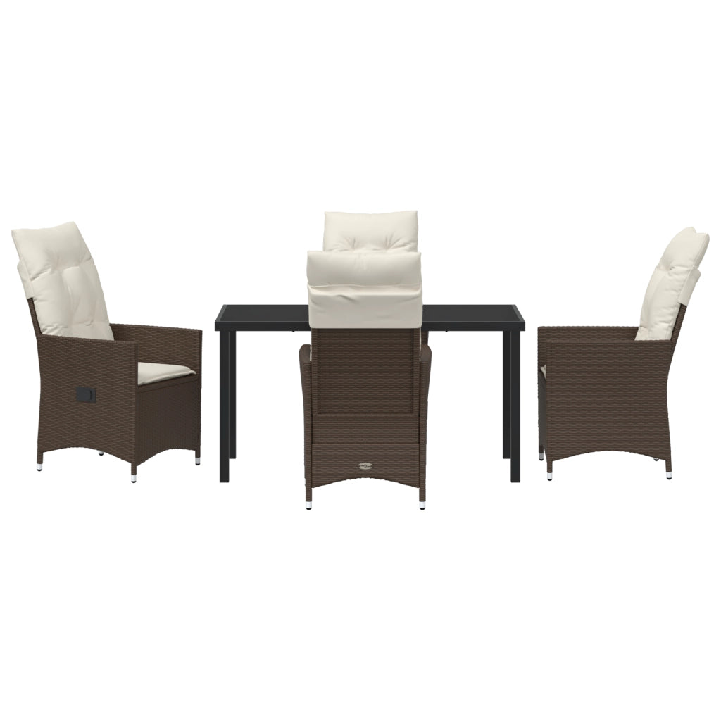 Set da pranzo da giardino 5 pezzi con cuscini Marrone Polyrattan